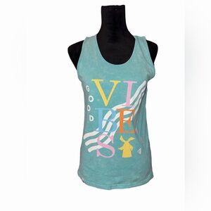 Dutch Bros Teal Tank Top with Multicolor Graphic